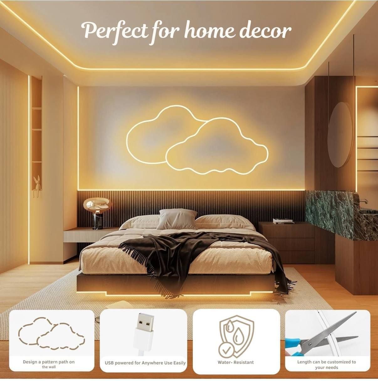 1 Meter Neon Waterproof LED Strip Lights, Flexible Lights For Decoration