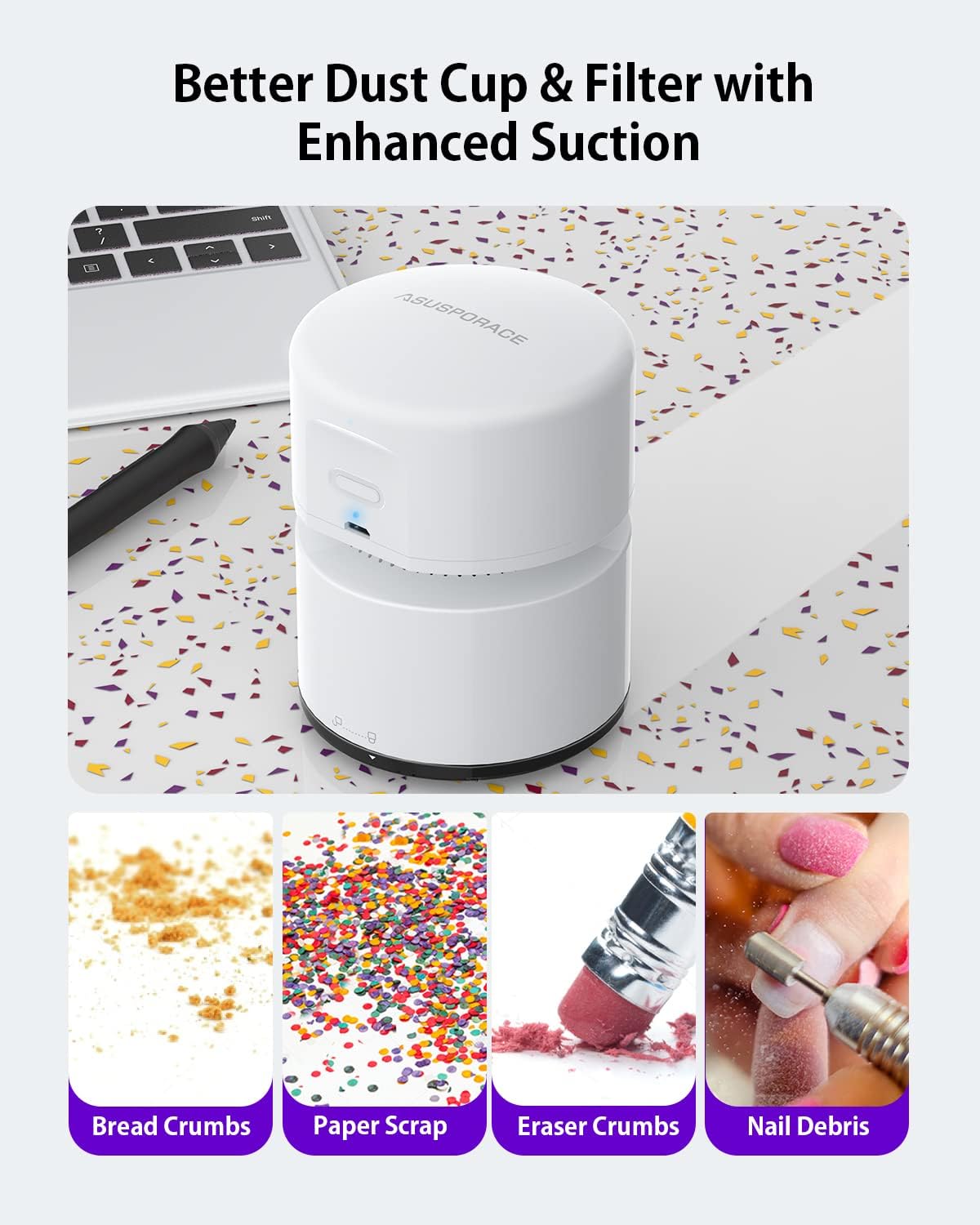 Mini Rechargeable Desktop Vacuum Cleaner with Dual Capacity