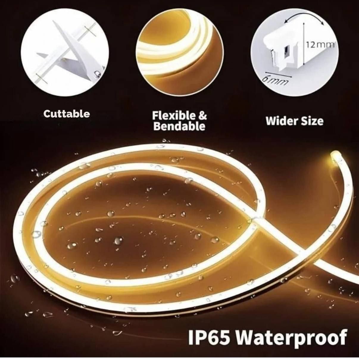 1 Meter Neon Waterproof LED Strip Lights, Flexible Lights For Decoration