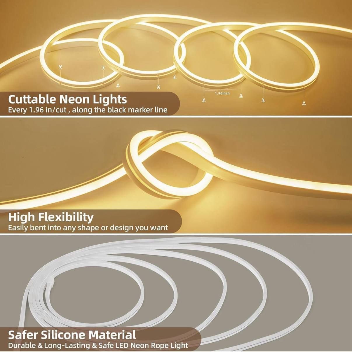 1 Meter Neon Waterproof LED Strip Lights, Flexible Lights For Decoration